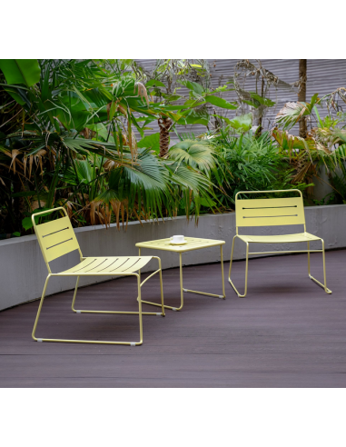 Loungesæt med stole og bord i stål - Vanillegul