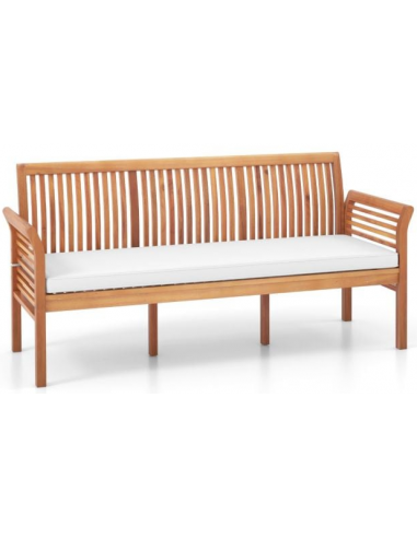 Havebænk i akacietræ og polyester B159 cm - Akacie/Hvid