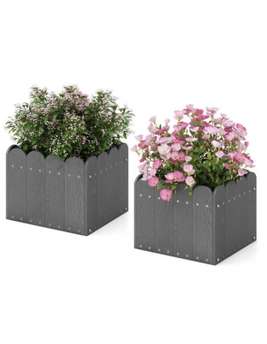 Sæt med 2 x plantekasser i HDPE H25 x B32 x D30 cm - Grå