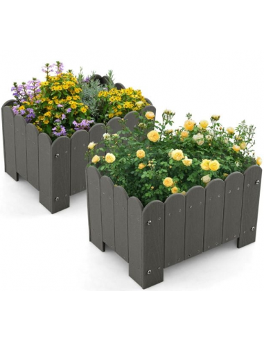 Sæt med 2 x plantekasser i HDPE H30 x B45 x D32 cm - Grå