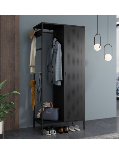 MALA Garderobe i stål H180 x B80 x D40 cm - Sort