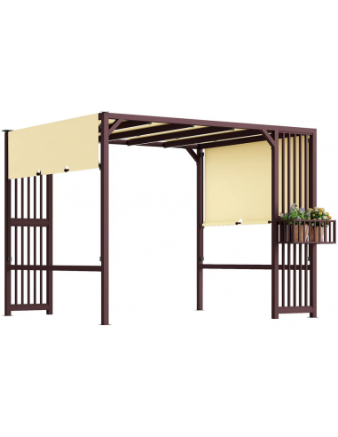 Havepavillon i metal og polyester 295 x 252 cm - Brun/Creme