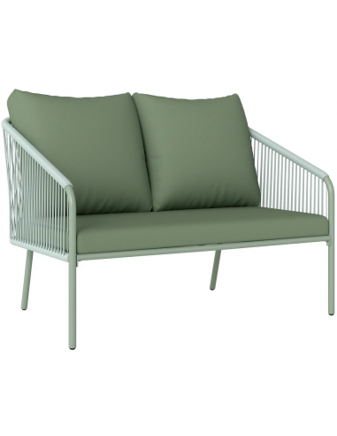 Havebænk i stål og polyrattan B112 cm - Grøn