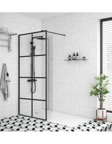 New York brusevæg med ramme 80 x 200 cm - Sort