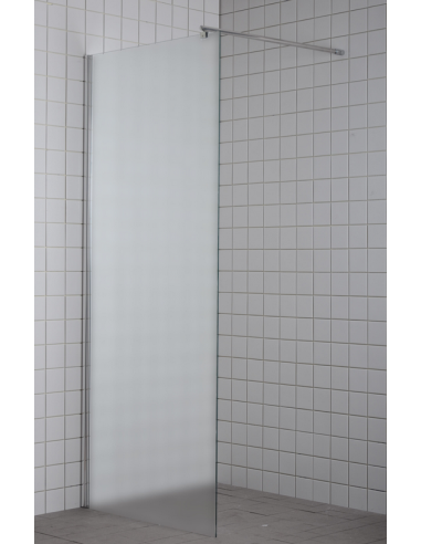 Lige brusevæg 80 x 190 cm - Krom/Frostet