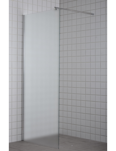 Lige brusevæg 90 x 190 cm - Krom/Frostet