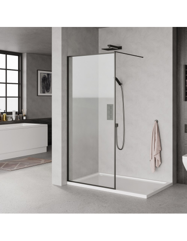 Lige brusevæg 100 x 200 cm - Sort/Klar