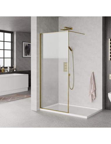 Lige brusevæg 90 x 200 cm - Messing/Klar