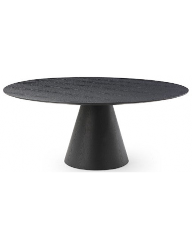 TAVAMO Rundt spisebord i egetræsfinér Ø180 cm - Sort