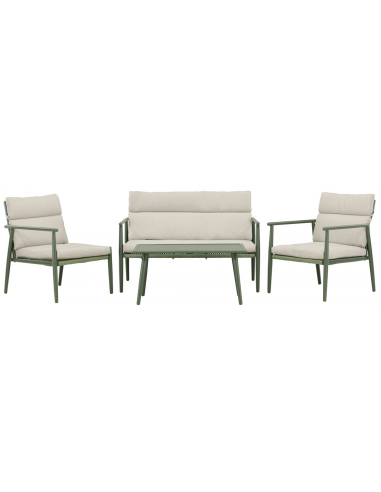 MAZZ Loungesæt i stål og polyrattan - Grøn/Beige