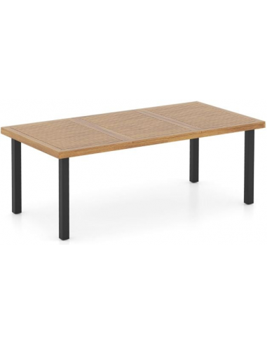 Havebord i metal og akacietræ 200 x 100 cm - Sort/Natur