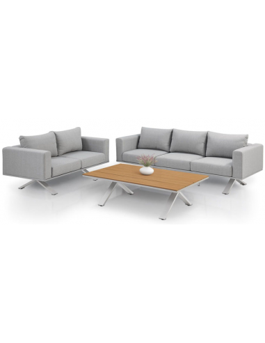 ALEXANDRIA Loungesæt med bord i aluminium og olefin - Grå