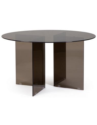 IRIDE Rundt spisebord i glas Ø130 cm - Røget