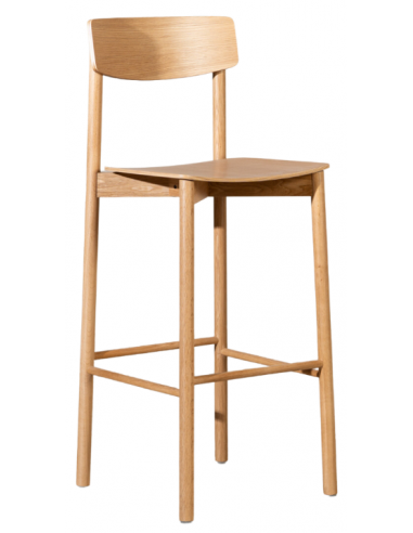 MIGUEL Barstol i egetræ og egetræfinér H115 cm - Eg