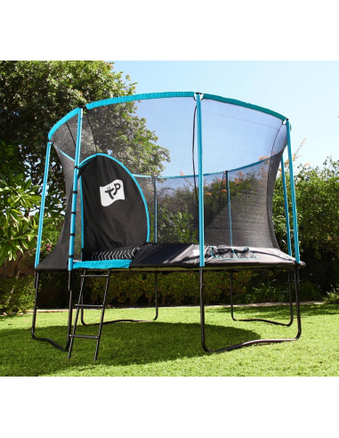 Genius trampolin med sikkerhedsnet Ø426 cm - Sort/Blå