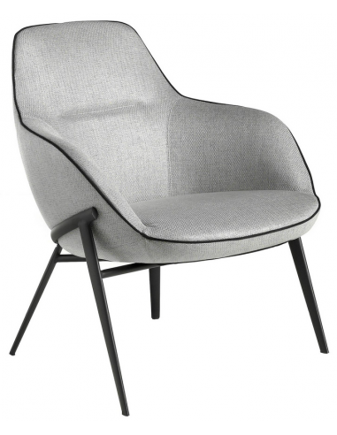 Lænestol med armlæn i stål og polyester H84 cm - Sort/Grå