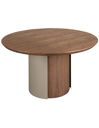 Rundt spisebord i asktræ og stål Ø140 cm - Valnød/Sand