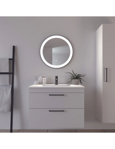Libra rundt spejl med lys Ø60 cm 12W LED - Sort