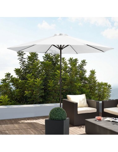 Parasol i stål og polyester Ø300 cm - Sort/Hvid