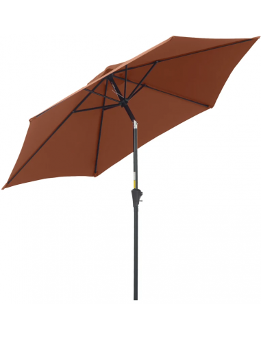 Parasol med kip i stål og polyester Ø260 cm - Sort/Rødbrun