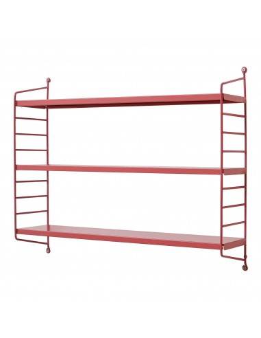Hylde i stål H50 x B60 x D15 cm - Vandmelonsrød