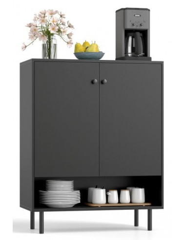 Køkkenskab i metal og møbelplade H95 x B75 x D35 cm - Sort