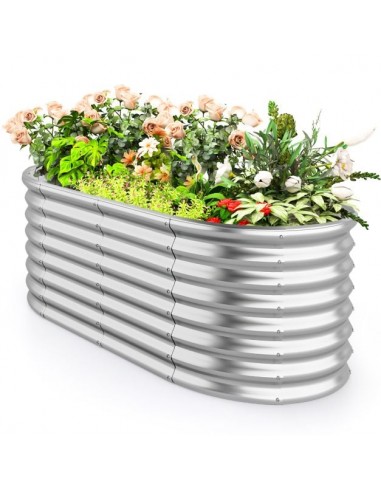 Højbed uden bund i metal H60 x B165 x D80 cm - Sølvgrå