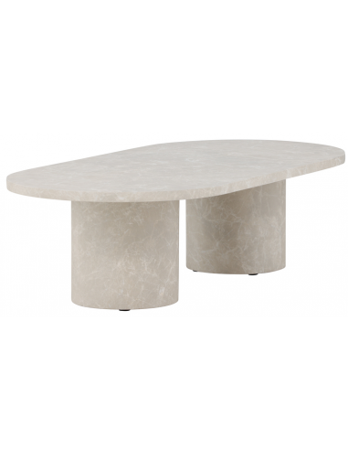 VIK Ovalt sofabord i mdf 120 x 60 cm - Beige marmoriseret