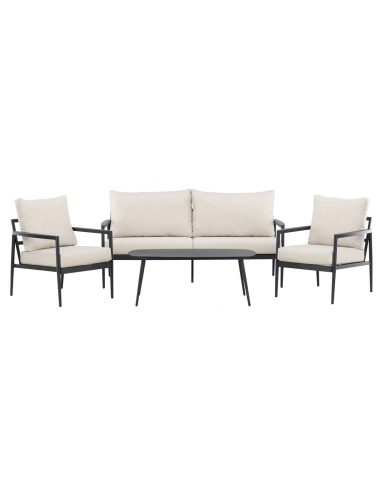 MINA Loungesæt i aluminium og polyester - Sort/Beige