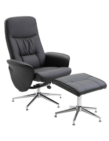 Lænestol med vippefunktion i PU-læder H105 cm - Krom/Sort