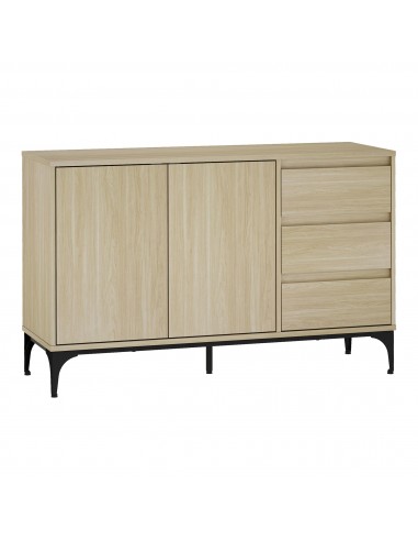 KISTI Skænk i metal og møbelplade B120 cm - Sort/Natur