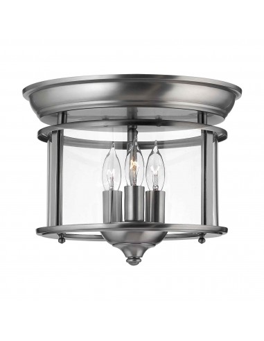 GENTRY Plafond i stål og glas Ø29 cm 3 x E14 - Tingrå/Klar