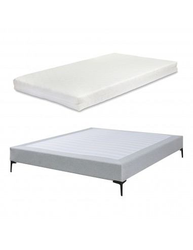 CORDY Sengeramme med madras i polyester 180 x 200 cm - Grå