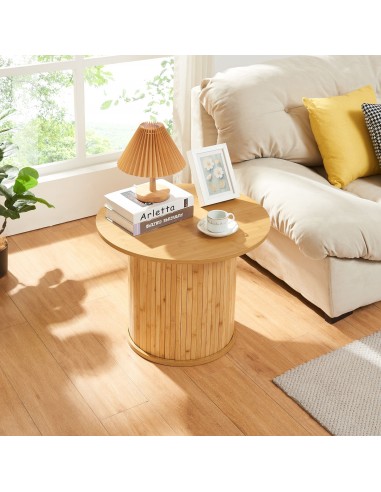 Rundt sofabord i bambus og MDF H45 x Ø60 cm - Natur