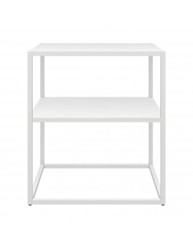 Sengebord med hylde i stål H50,5 x B45 x D40 cm - Hvid