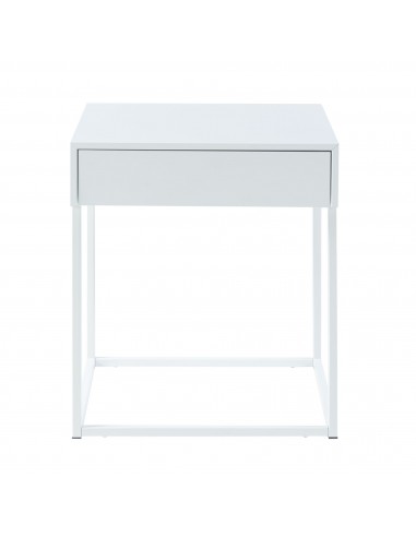 Sengebord med skuffe i stål H50 x B43 x D41 cm - Hvid