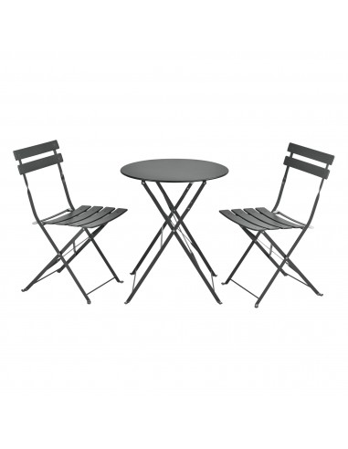 Bistrosæt med 2 stole og 1 bord i stål - Mørkegrå