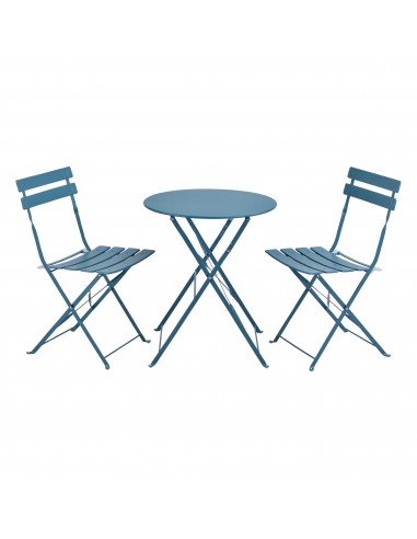 Bistrosæt med 2 stole og 1 bord i stål - Turkisblå