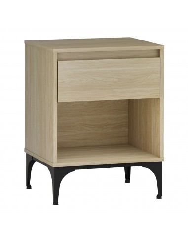 KISTI Sengebord i metal og møbelplade H61,5 cm - Sort/Natur