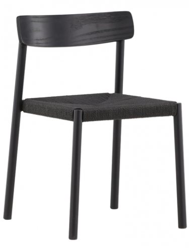 MALMØ Spisebordsstol i stål, MDF og rattan H79 cm - Sort