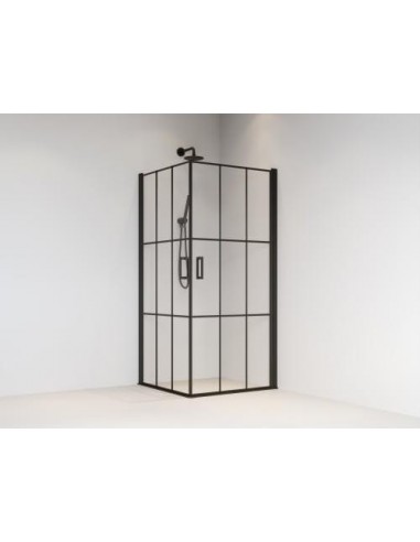 New Yorker brusehjørne med 2 døre 90 x 90 x 200 cm - Sort