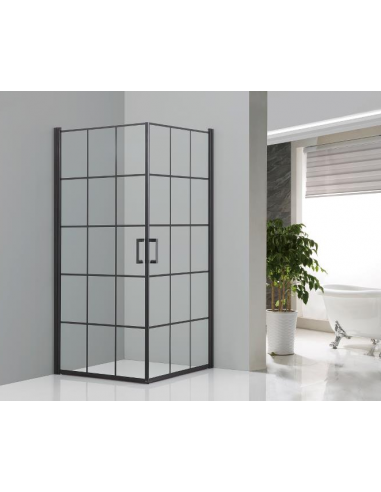 New York brusehjørne med ramme 90 x 90 x 190 cm - Sort