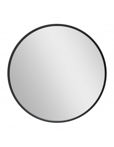 Rundt badeværelsesspejl i aluminium og glas Ø40 cm - Sort