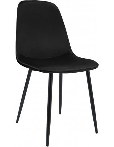Spisebordsstol i metal og velour H88 cm - Sort/Sort