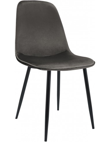 Spisebordsstol i metal og velour H88 cm - Sort/Antracit