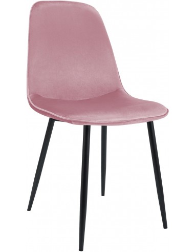 Spisebordsstol i metal og velour H88 cm - Sort/Rosa