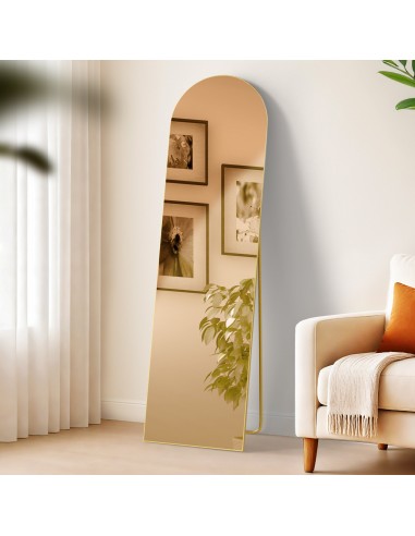 Gulvspejl i metal og glas H140 x B40 cm - Mat guld
