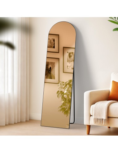 Gulvspejl i metal og glas H140 x B40 cm - Mat sort