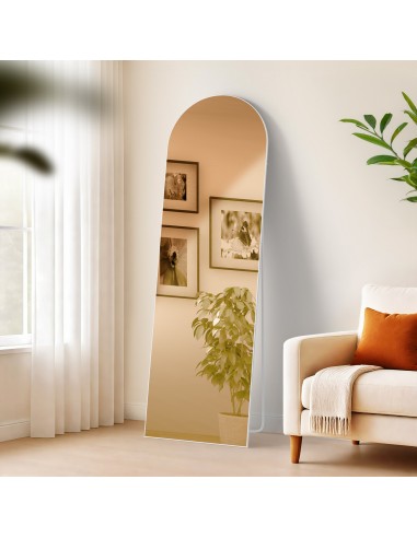 Gulvspejl i metal og glas H160 x B50 cm - Mat hvid