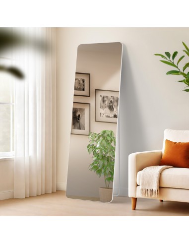 Gulvspejl i metal og glas H160 x B50 cm - Mat hvid